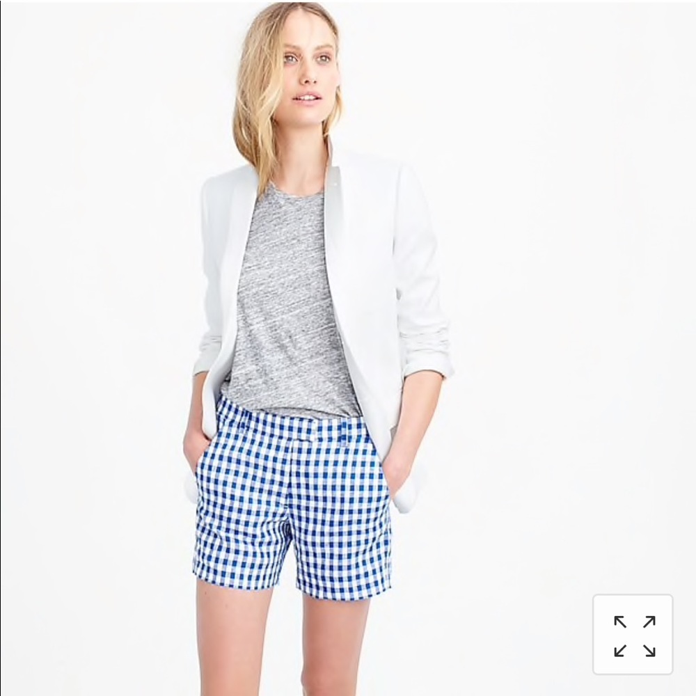 J Crew Lightweight short in gingham linen